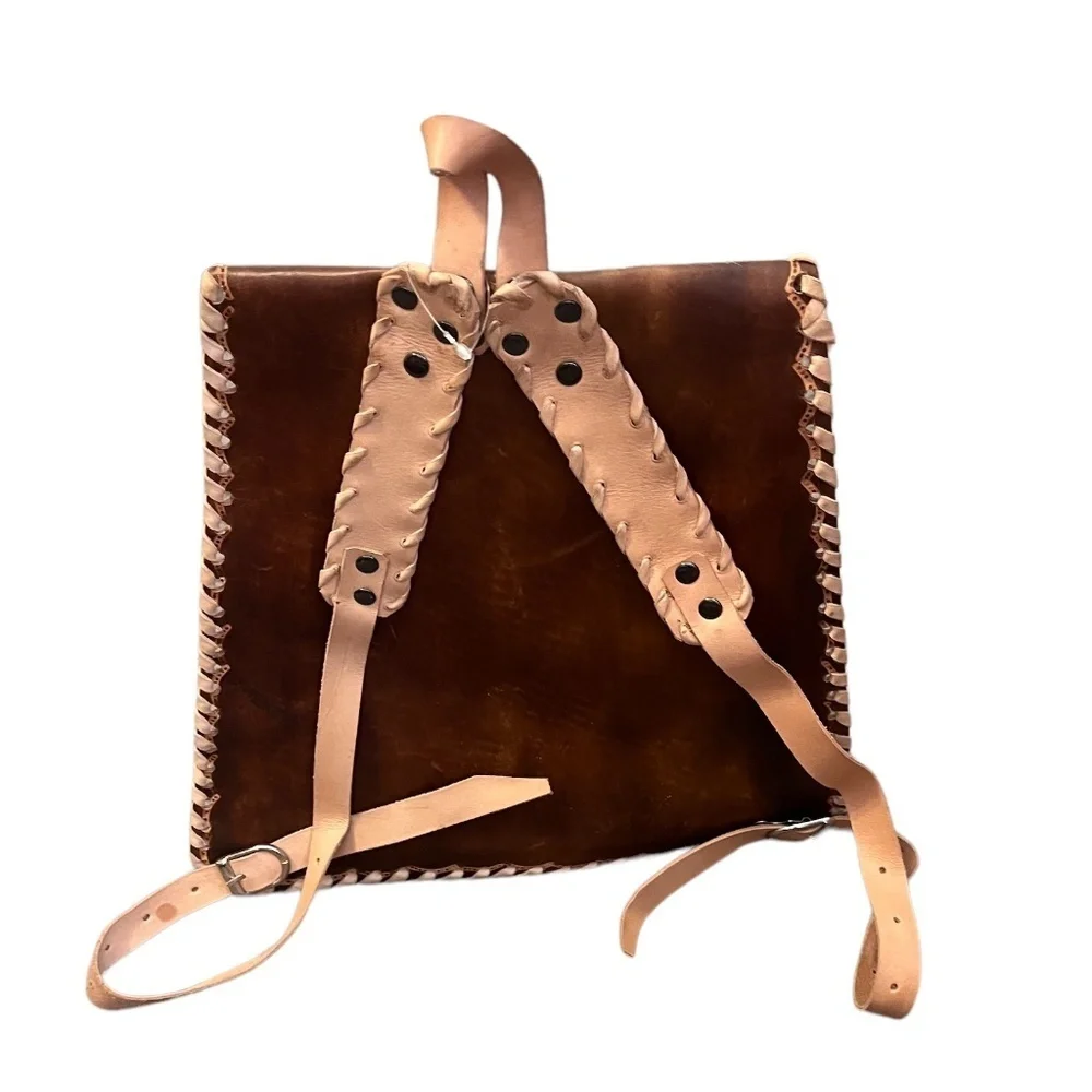 NWOT ONE OF A KIND LEATHER BACKPACK, BAG BROWN‎ AND TAN